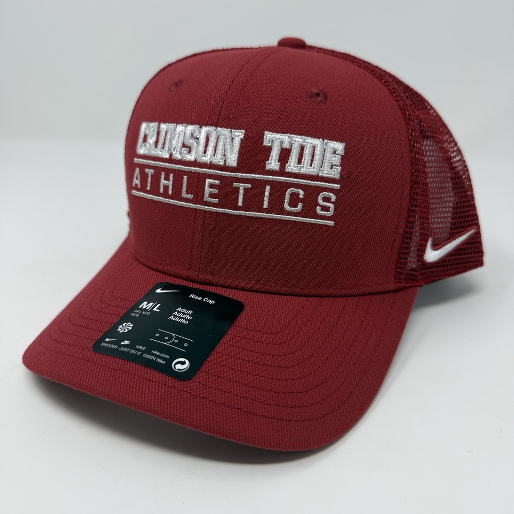 Nike Alabama‎ Crimson Tide Hat M/L Red Adjustable Snapback Mesh Trucker Rise Cap